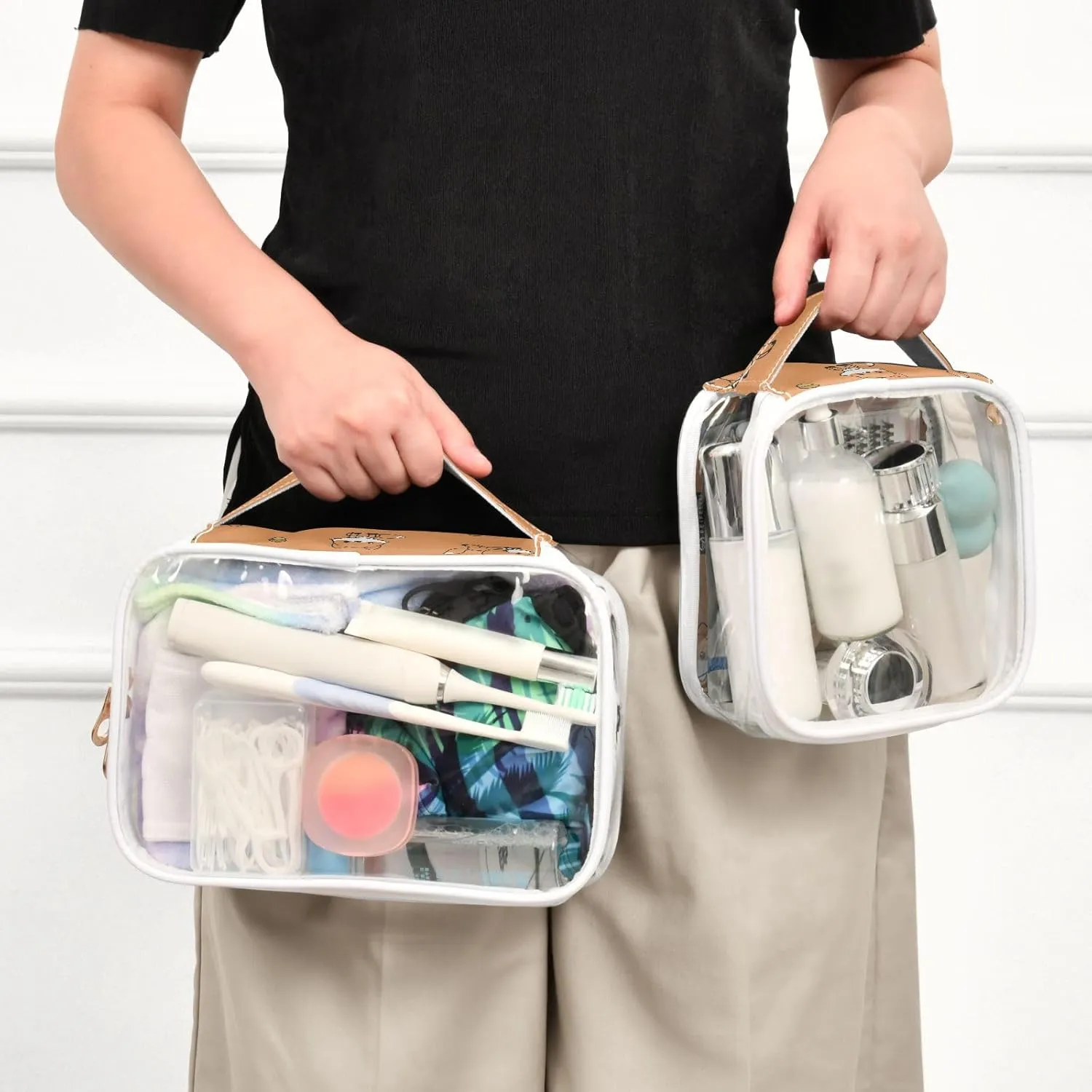 senya Toiletry Bags Fox Nuts, Clear Makeup Organizing Bag for Women Men, Waterproof Makeup Bag Travel Cosmetic Bags for Bathroom, Business, Vacation - 2 Pack