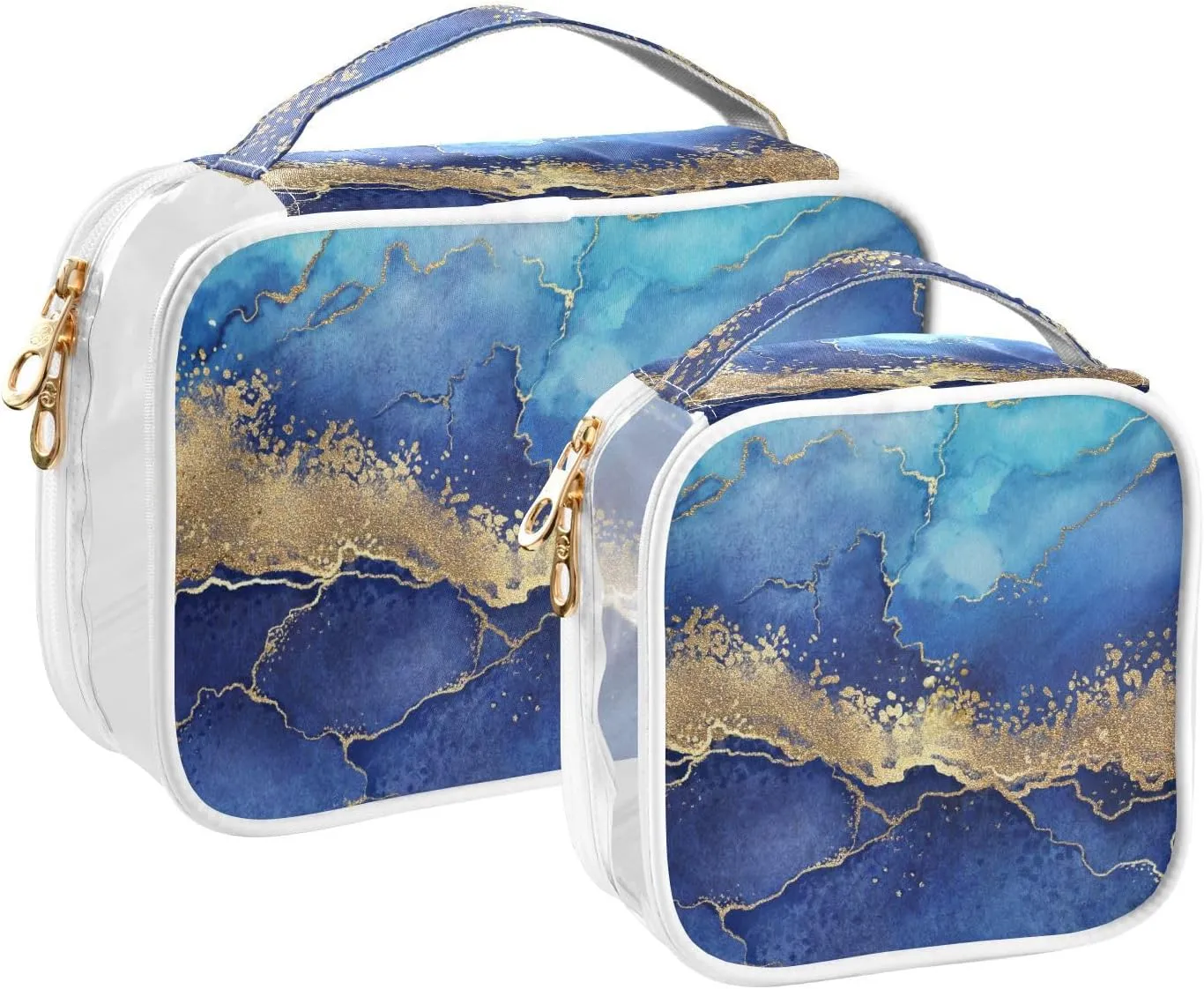 senya Toiletry Bags Wavy Marbled, Clear Makeup Organizing Bag for Women Men, Waterproof Makeup Bag Travel Cosmetic Bags for Bathroom, Business, Vacation - 2 Pack