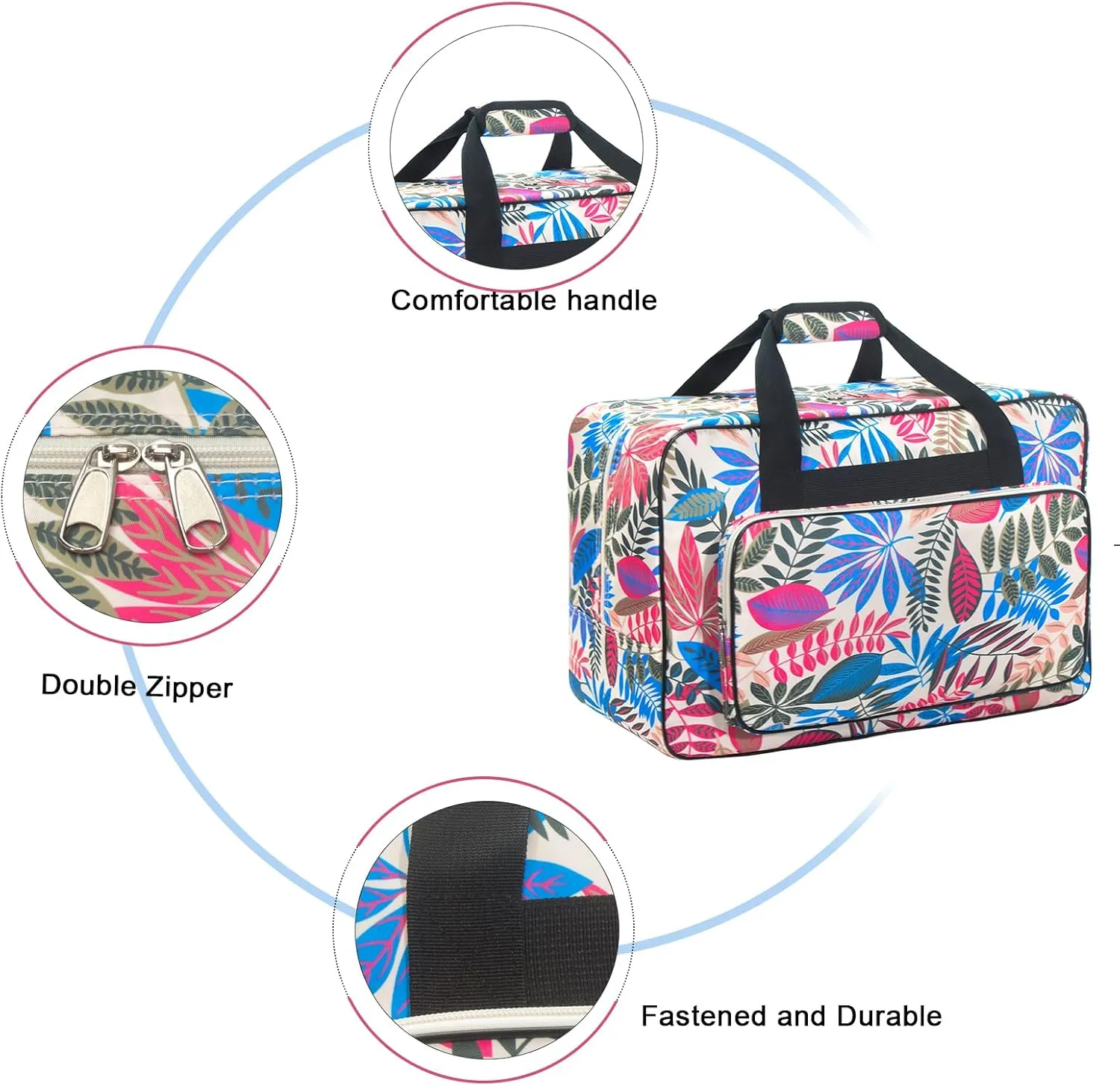 Sewing Machine Carrying Case，Sewing Machine Carrying Case Tote Bag，Universal Tote Storage Bag with Pockets and Handles, Suitable for Most Standard Singer, Janome (Milk White)