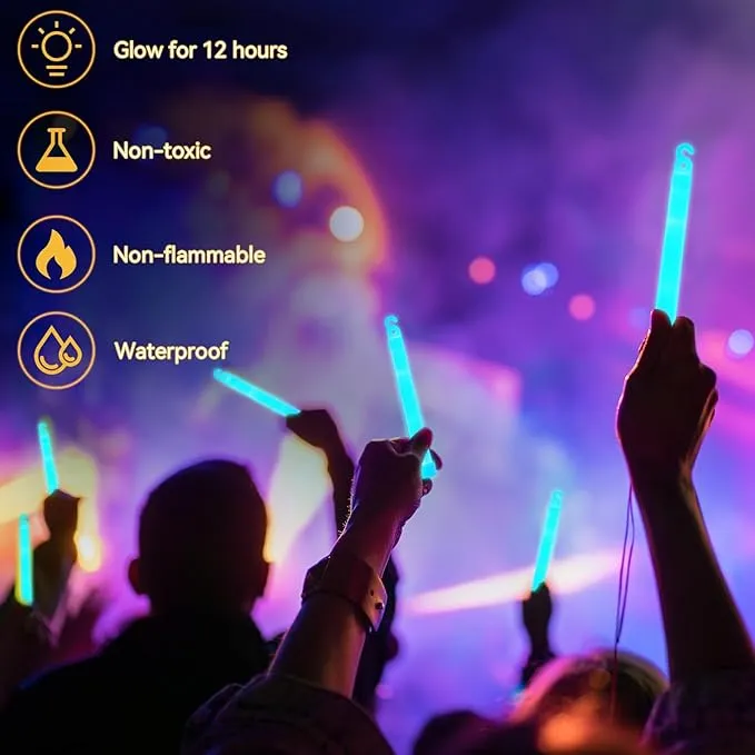 Shappy 30 Pcs 6 Inch Glow Sticks with 12 Hour Duration Bright Emergency Light Sticks for Camping Hiking Activities Glowsticks for Party Bulk Accessories