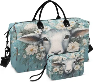 Sheep on Board Travel Duffel Bags with Toiletry Bag and Adjustable Strap for Travel Gym Yoga