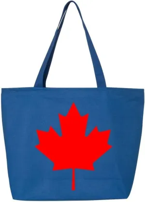 shop4ever Canada Leaf Heavy Canvas Tote with Zipper Canadian Flag Reusable Shopping Bag Zip
