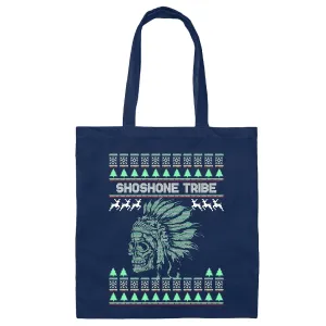 Shoshone Indian Tribe Ugly Christmas Gift for Holiday Fun Navy Black Multicolor Canvas Tote Bag