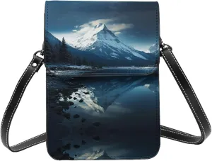 Shoulder Bag Crossbody Cell Phone Purse Reflection Of Snowy Mountain On Body Of Water Under Printed Crossbody Bags