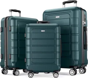 SHOWKOO Luggage Sets Expandable Suitcase Double Wheels TSA Lock (ArmyGreen)