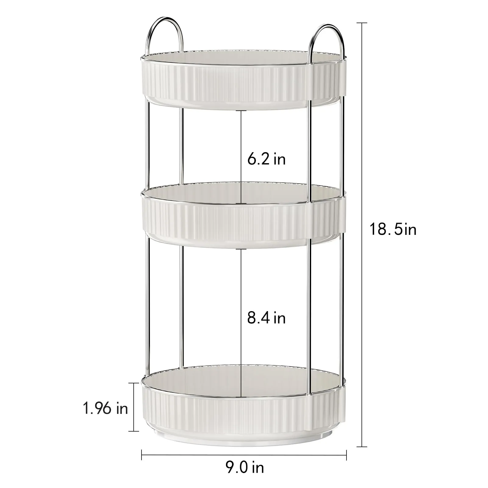 shuang qing Rotating Makeup Organizer for Vanity 3 Tier, High-Capacity Skincare Clear Make Up Storage Perfume Organizers Cosmetic Dresser Organizer Countertop 360 Spinning (Cream White)