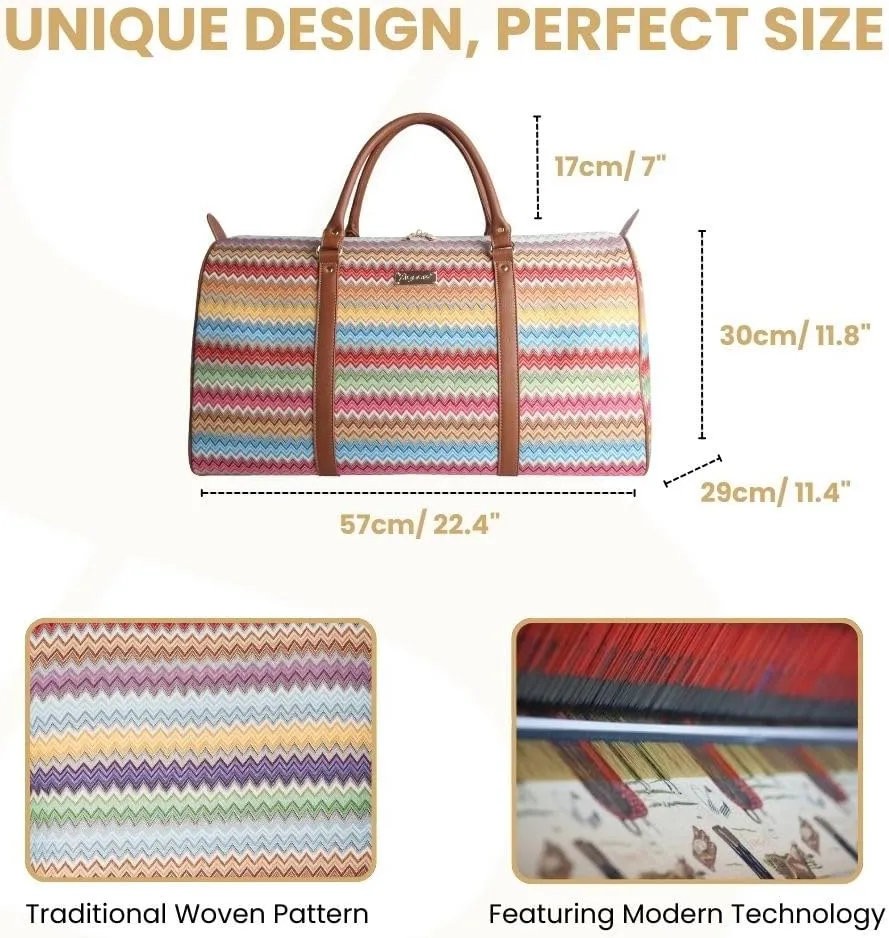 Signare Tapestry Large Travel Duffle Bag Ladies Overnight Weekender Carryon Gym Sports Duffel bags for Women
