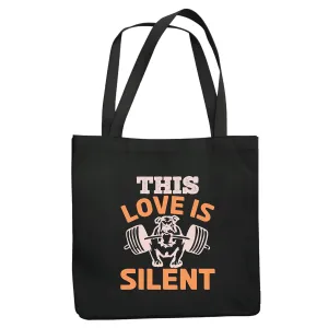 Silent Love Statement Gift for Bulldog Lovers Home Decor and Navy Black Multicolor Canvas Tote Bag