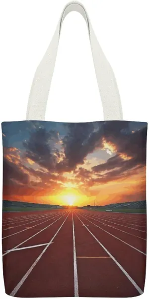 Single-sided Printed Canvas Handbag,Dusk Running Track Print Simple Handbag,single Shoulder Tote Bag,canvas Bag