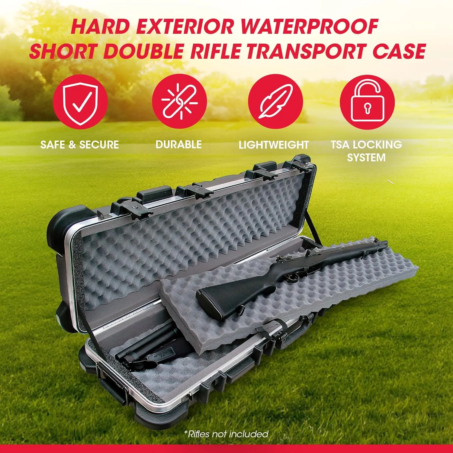 SKB Cases 2SKB-4009 Hard Exterior ATA 300 Category 1 Waterproof Short Double Rifle Transport Case