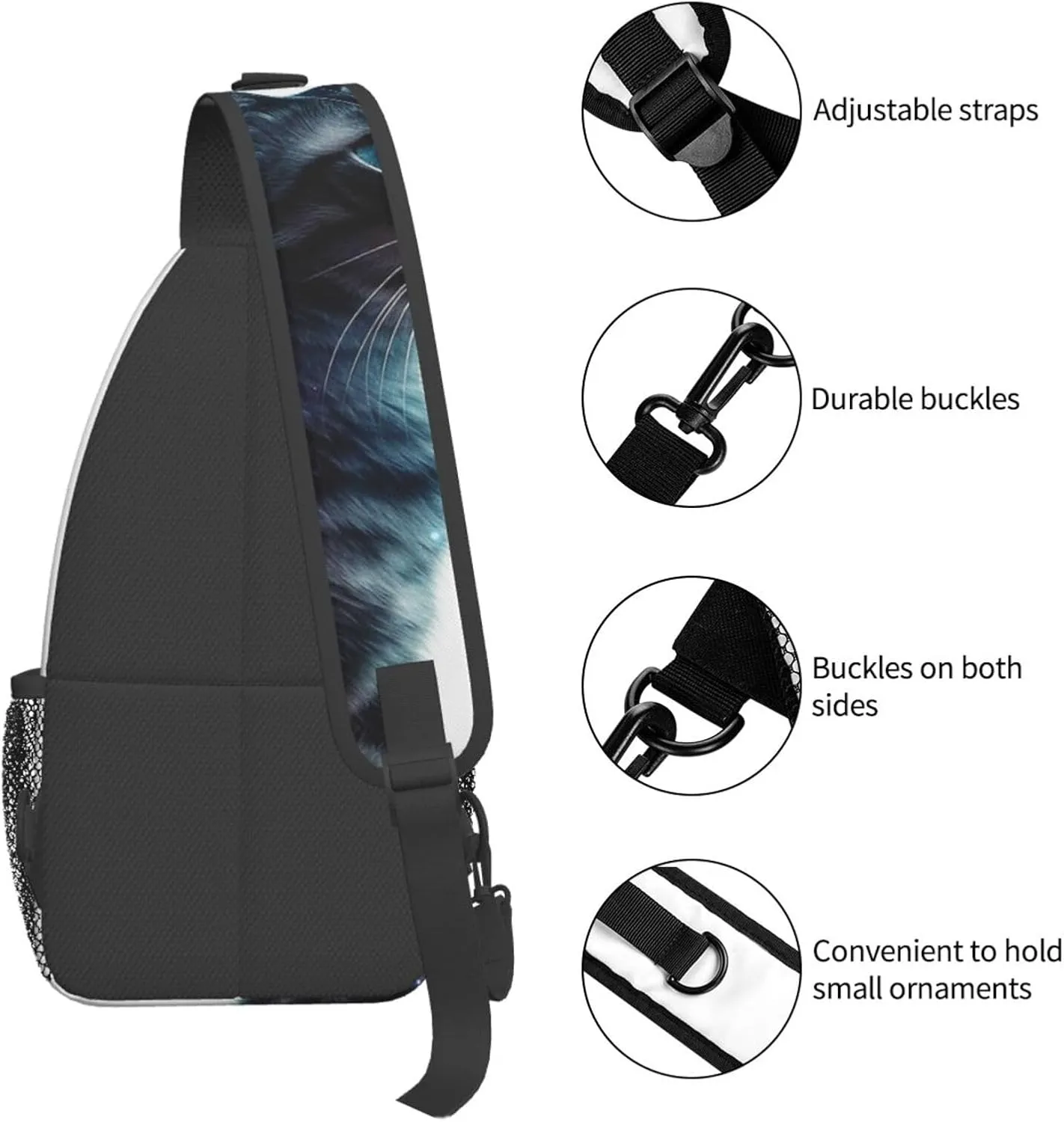 Sling Bag for Women Men Galaxy Animal Cat Cross Chest Bag Diagonally Casual Fashion Travel Hiking Daypack