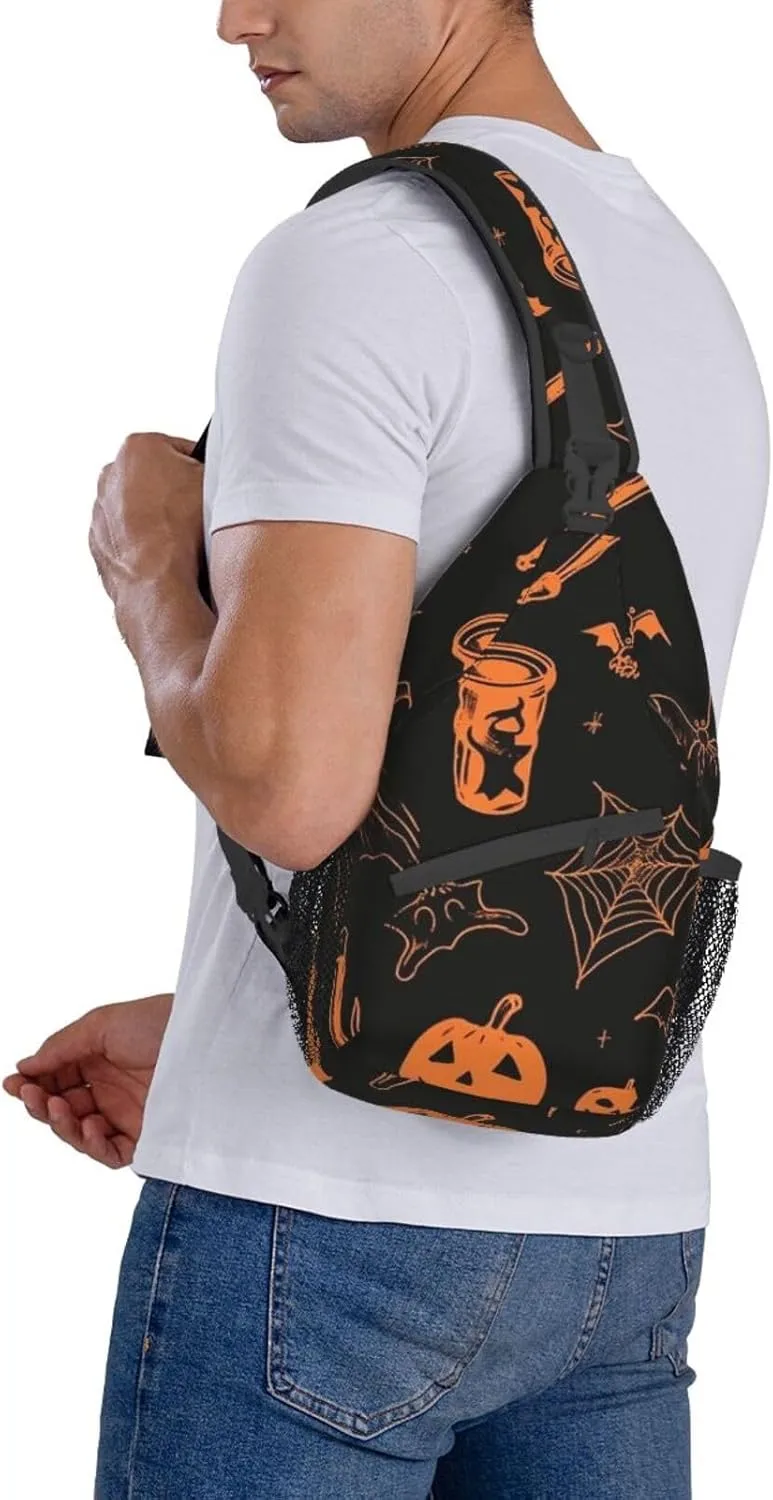 Sling Bag for Women Men Halloween elements Cross Chest Bag Diagonally Casual Fashion Travel Hiking Daypack