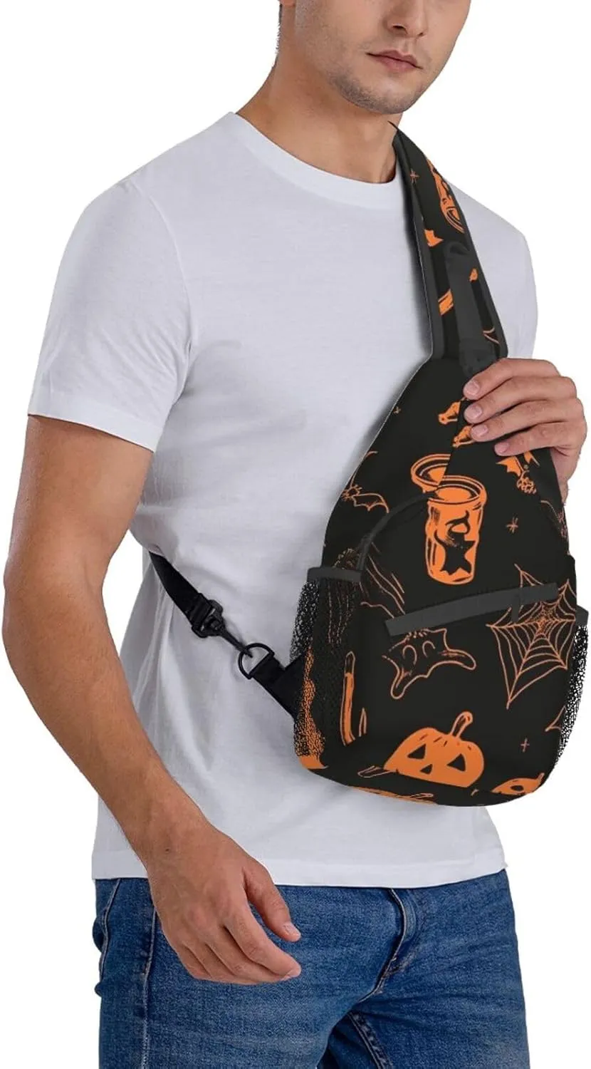 Sling Bag for Women Men Halloween elements Cross Chest Bag Diagonally Casual Fashion Travel Hiking Daypack