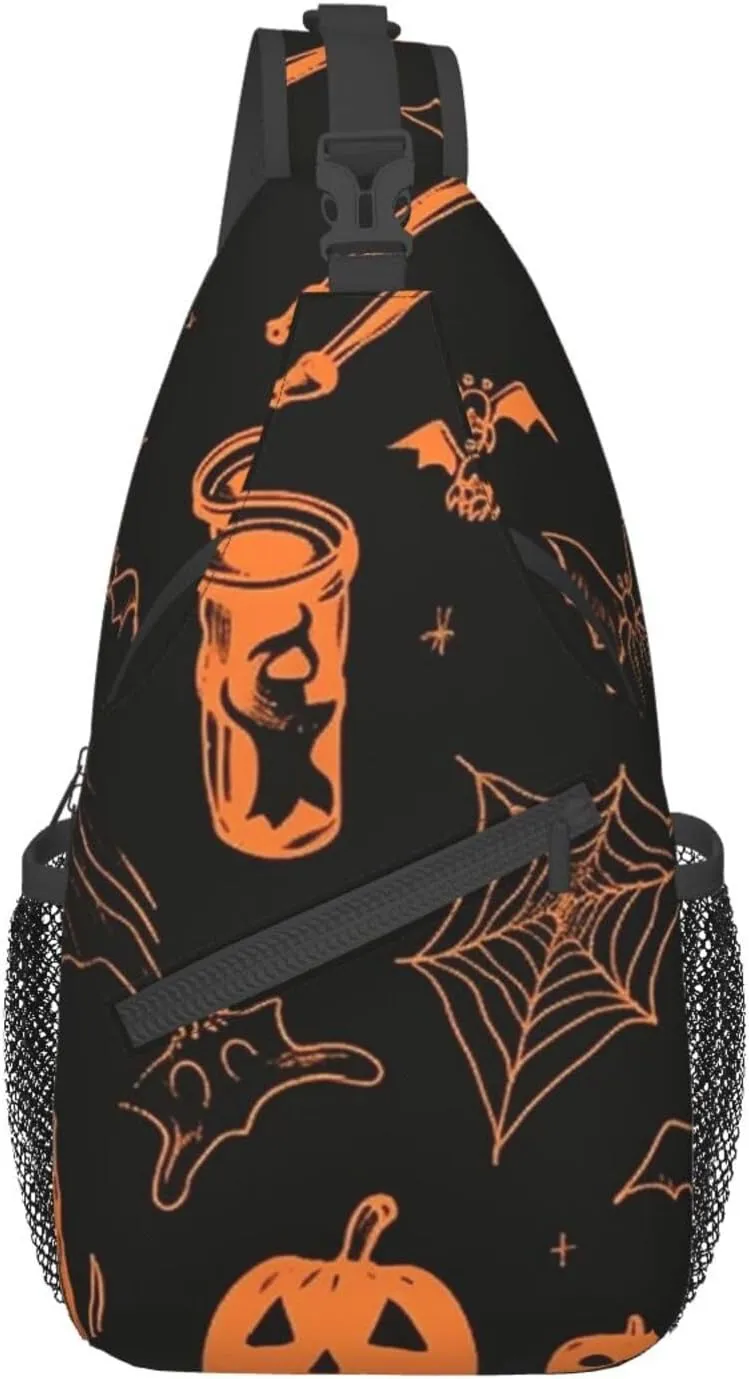Sling Bag for Women Men Halloween elements Cross Chest Bag Diagonally Casual Fashion Travel Hiking Daypack