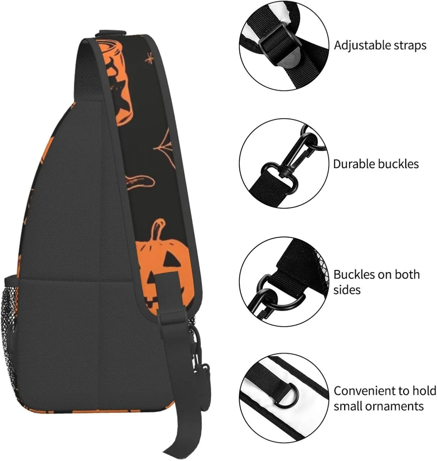 Sling Bag for Women Men Halloween elements Cross Chest Bag Diagonally Casual Fashion Travel Hiking Daypack