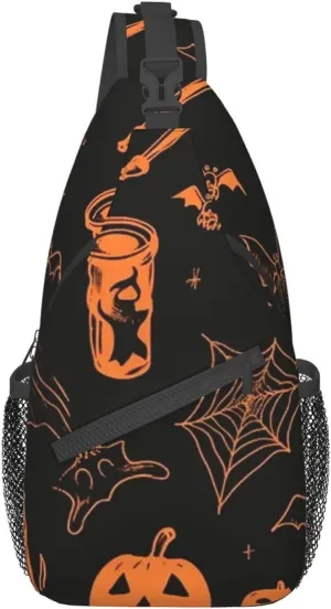Sling Bag for Women Men Halloween elements Cross Chest Bag Diagonally Casual Fashion Travel Hiking Daypack