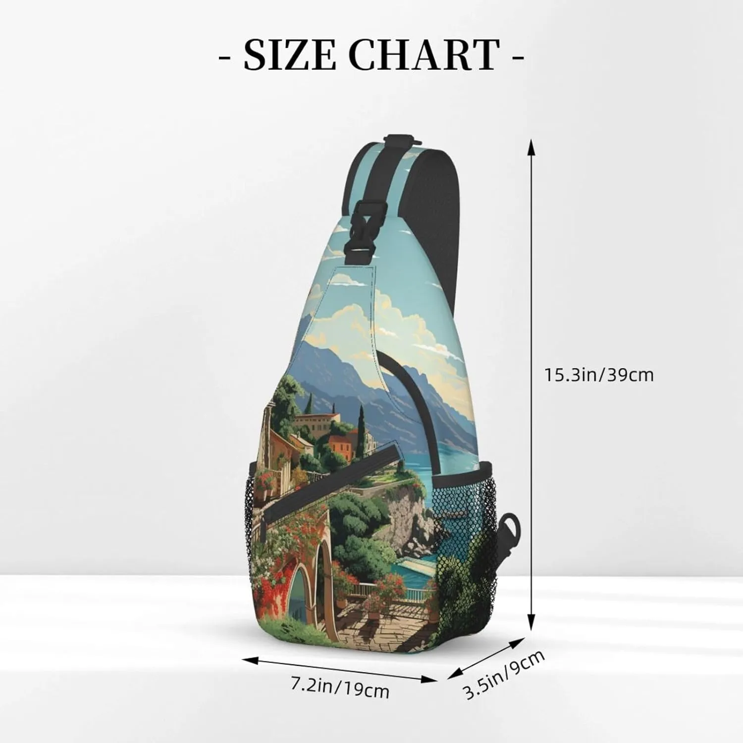 Sling Bag for Women Men Mediterranean Summer Cross Chest Bag Diagonally Casual Fashion Travel Hiking Daypack