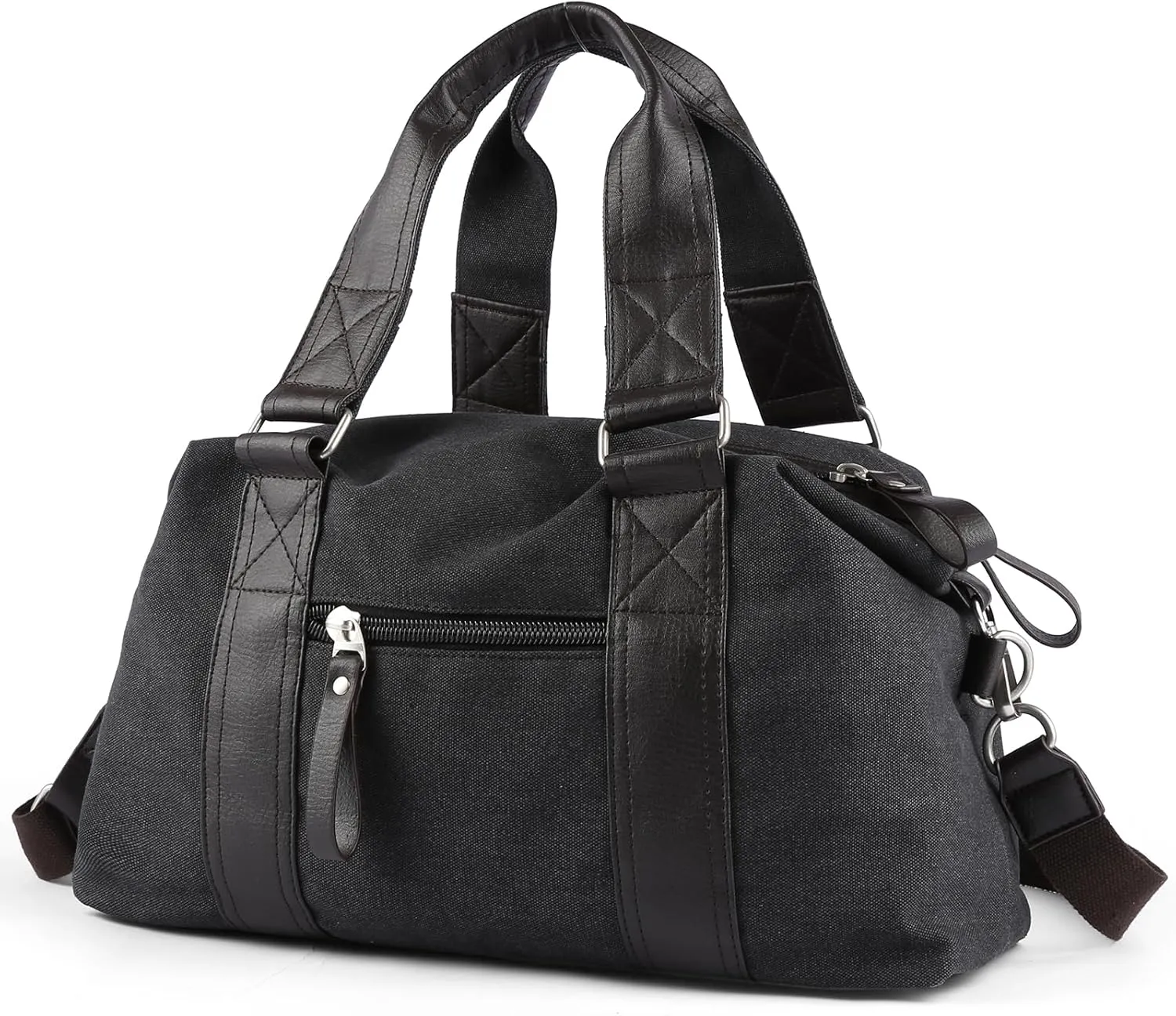 Small Canvas Duffle Bag 17" for Men Women Small Carry On Weekender Bags Heavy Duty Duffel Overnight Bag for Gym Sport Travel Black