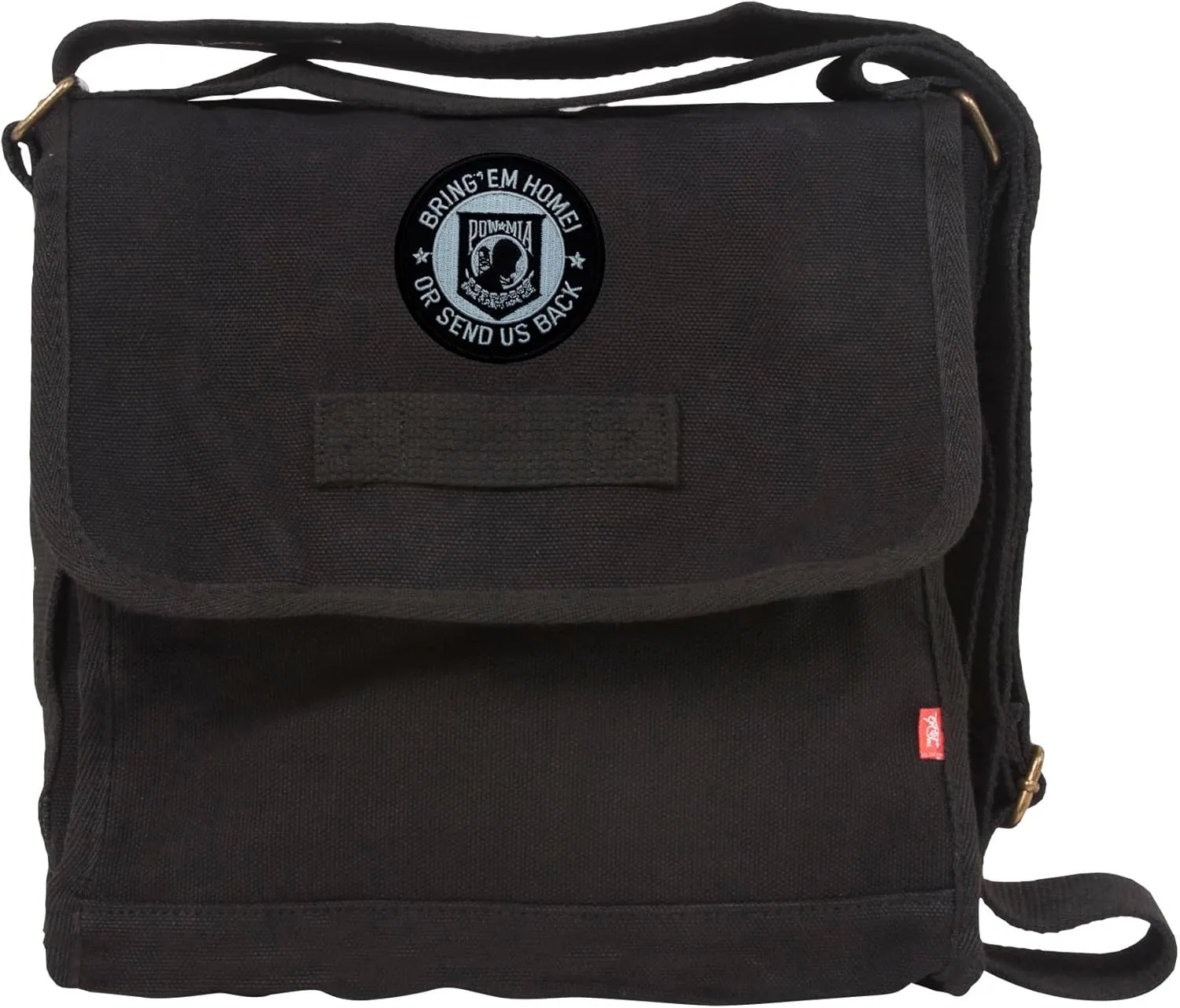 Small Canvas Field Shoulder Bag - Durable Timeless Messenger with Design, Black POW MIA
