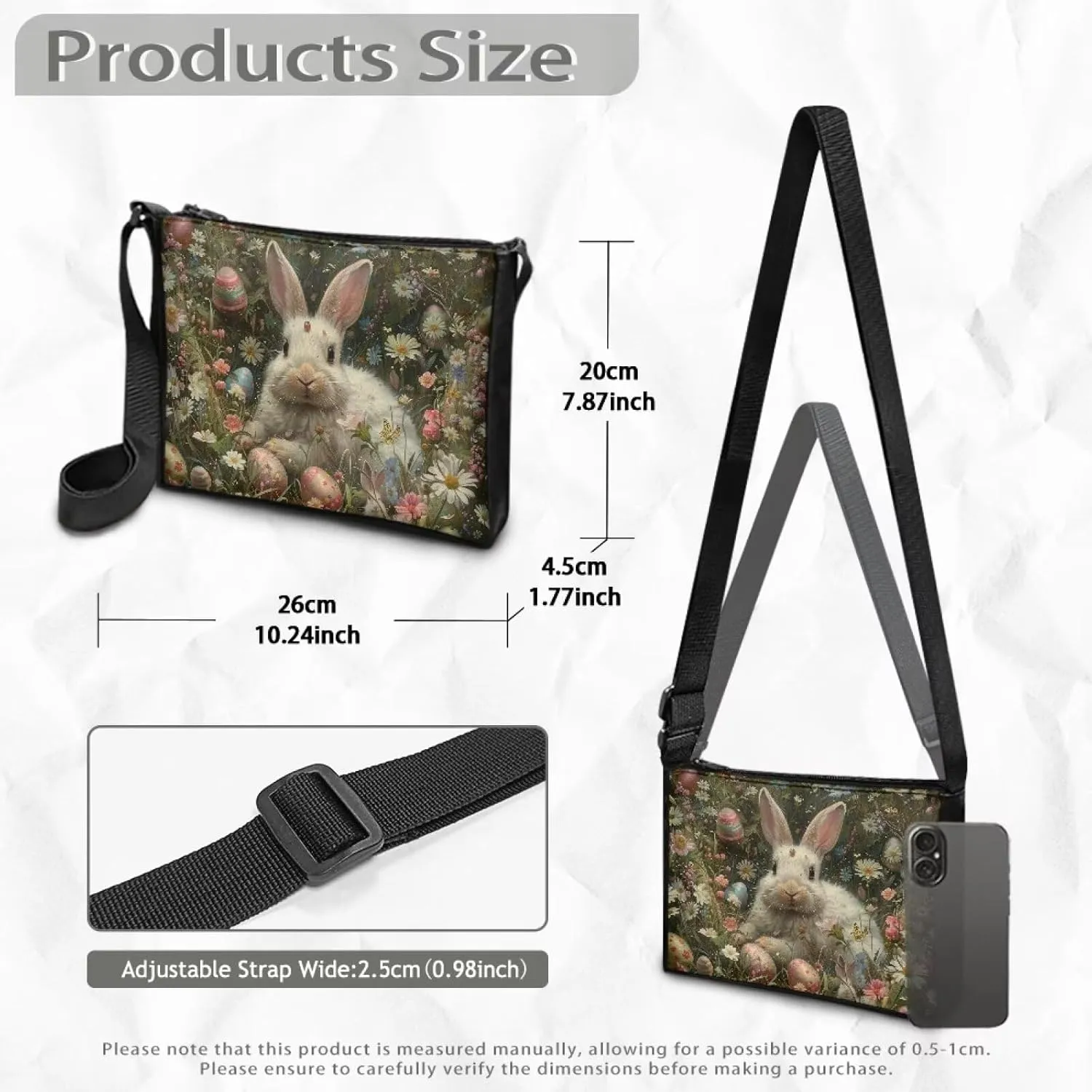 Small Capacity Shoulder Bag for Women Men Crossbody Purse Bags Lightweight Travel Tote Handbag with Zipper Closure