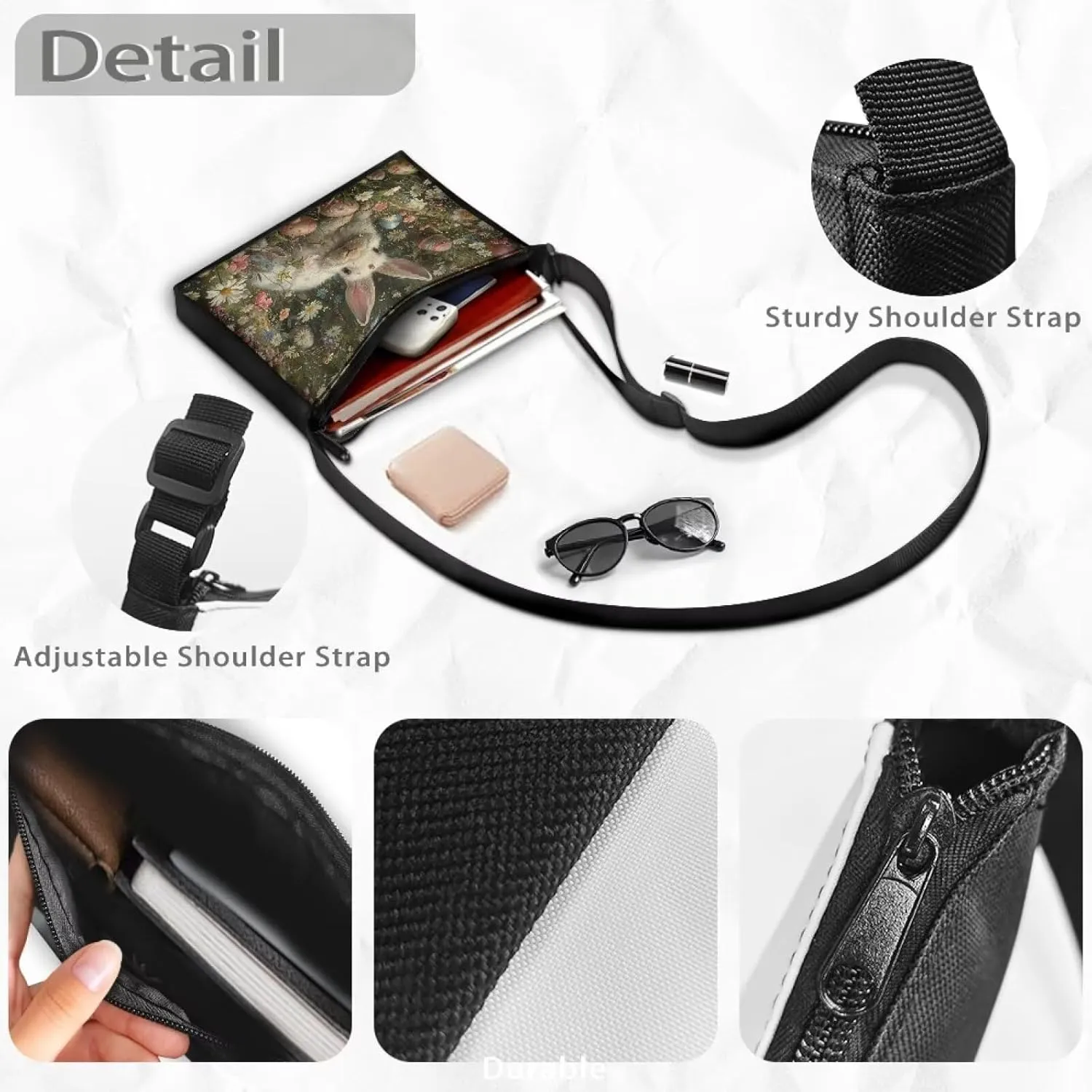 Small Capacity Shoulder Bag for Women Men Crossbody Purse Bags Lightweight Travel Tote Handbag with Zipper Closure