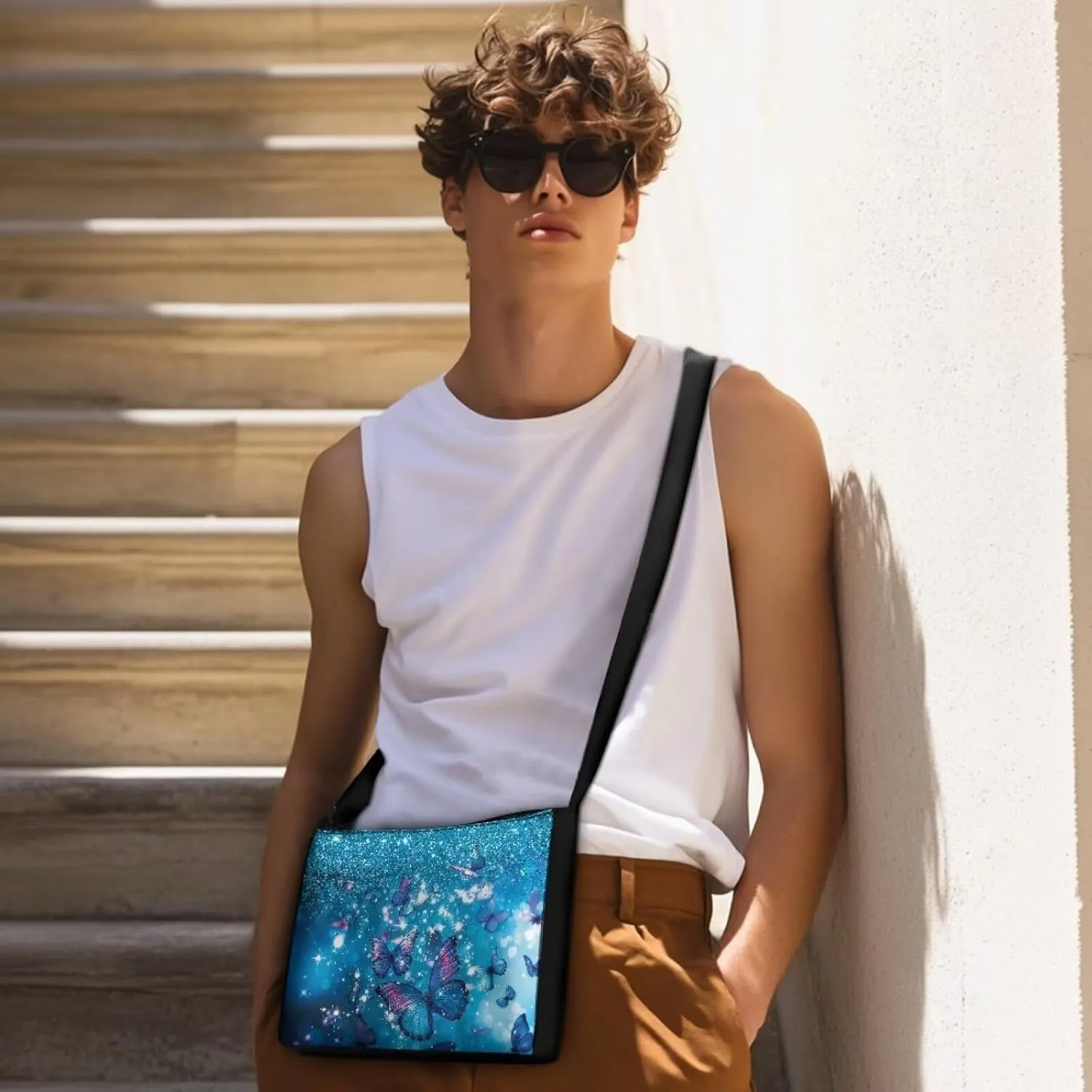 Small Capacity Shoulder Bag for Women Men Crossbody Purse Bags Lightweight Travel Tote Handbag with Zipper Closure