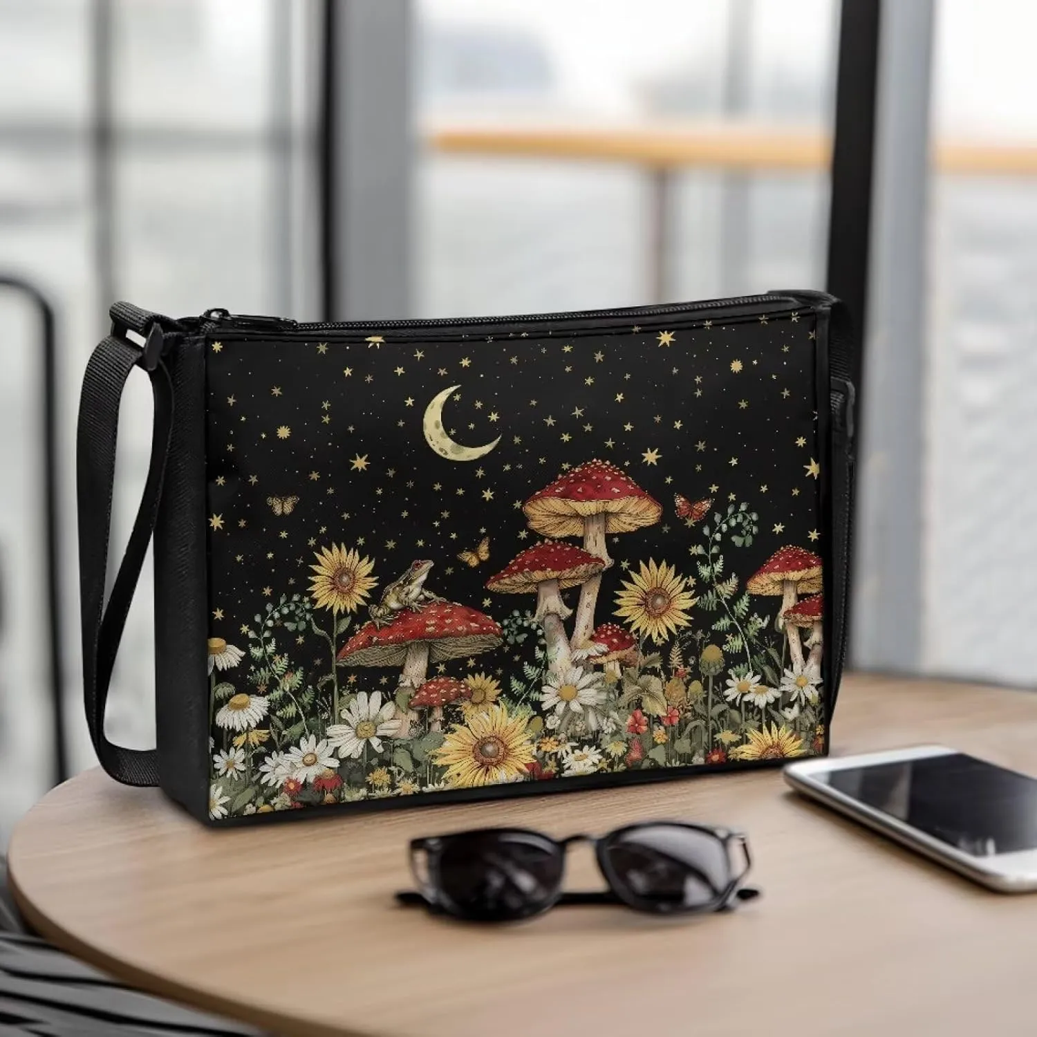 Small Capacity Shoulder Bag for Women Men Crossbody Purse Bags Lightweight Travel Tote Handbag with Zipper Closure