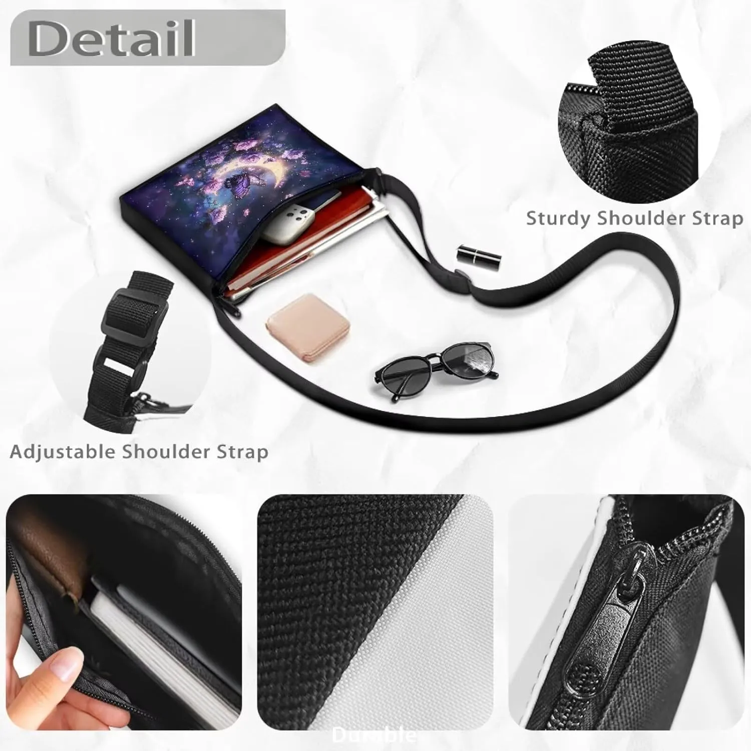 Small Capacity Shoulder Bag for Women Men Crossbody Purse Bags Lightweight Travel Tote Handbag with Zipper Closure