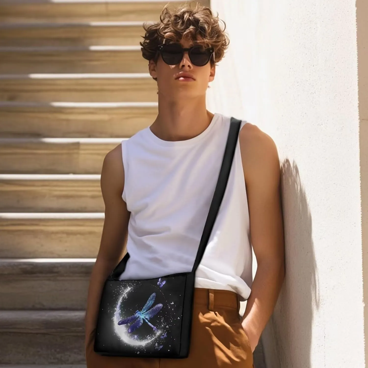 Small Capacity Shoulder Bag for Women Men Crossbody Purse Bags Lightweight Travel Tote Handbag with Zipper Closure