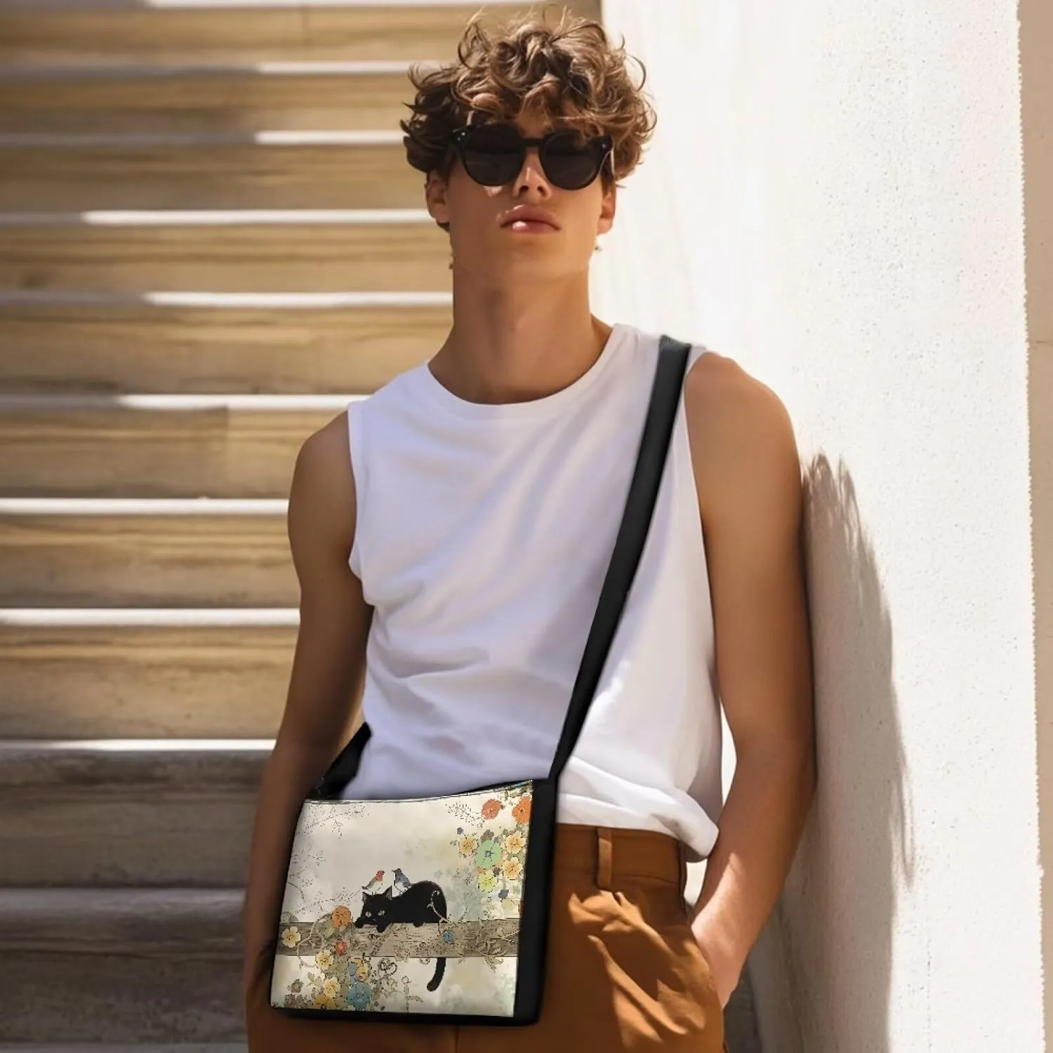 Small Capacity Shoulder Bag for Women Men Crossbody Purse Bags Lightweight Travel Tote Handbag with Zipper Closure