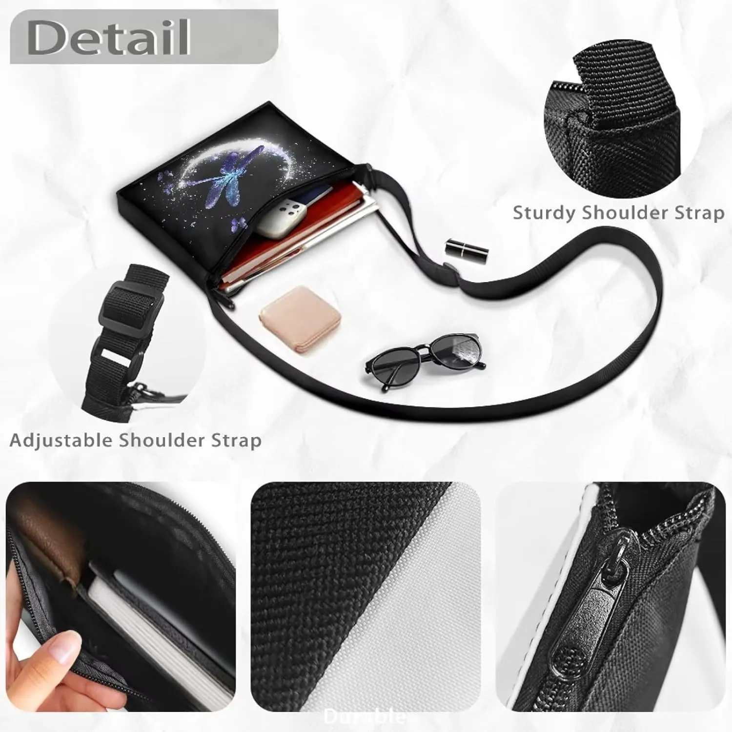 Small Capacity Shoulder Bag for Women Men Crossbody Purse Bags Lightweight Travel Tote Handbag with Zipper Closure