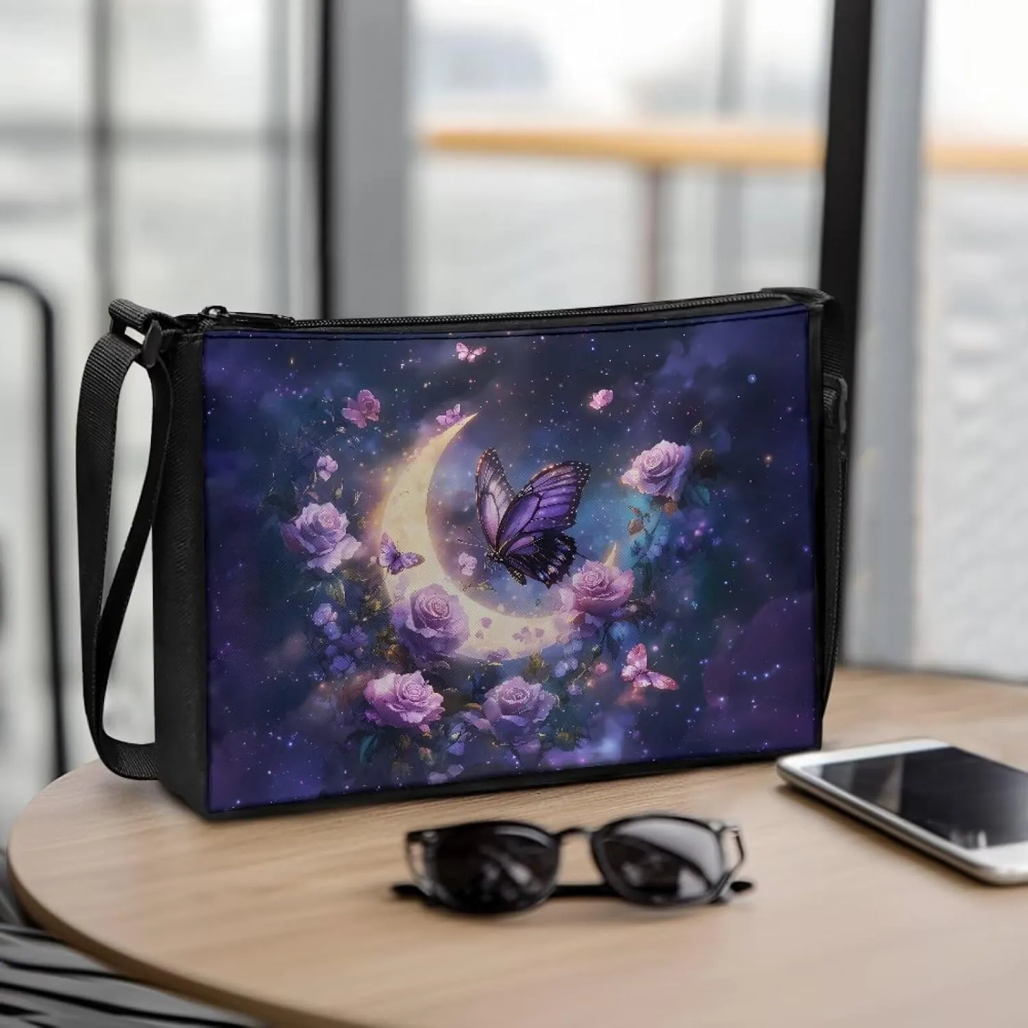 Small Capacity Shoulder Bag for Women Men Crossbody Purse Bags Lightweight Travel Tote Handbag with Zipper Closure