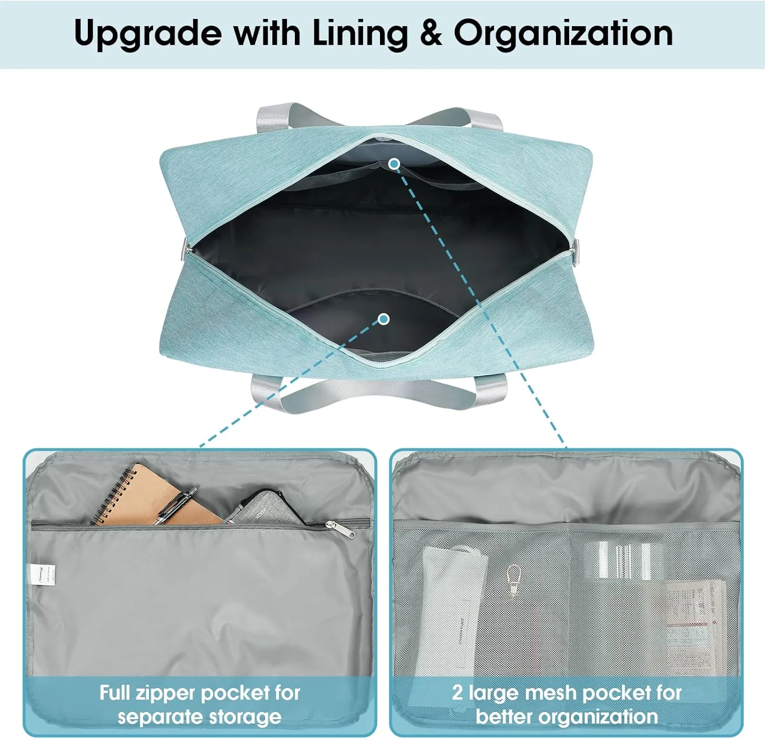 Small Carry On Bag For Spirit Airlines Personal Item Bag 18x14x8 Foldable Travel Duffel Bag Underseat Carry on Luggage for Women and Men 25L (Mint Green)