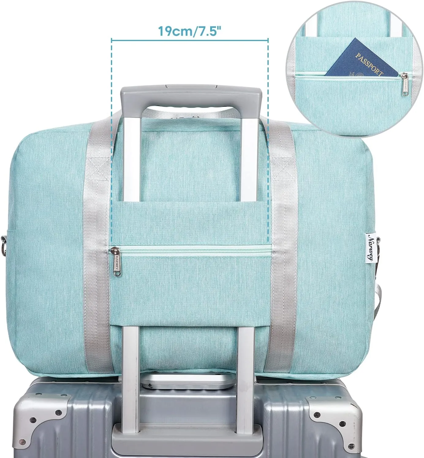 Small Carry On Bag For Spirit Airlines Personal Item Bag 18x14x8 Foldable Travel Duffel Bag Underseat Carry on Luggage for Women and Men 25L (Mint Green)