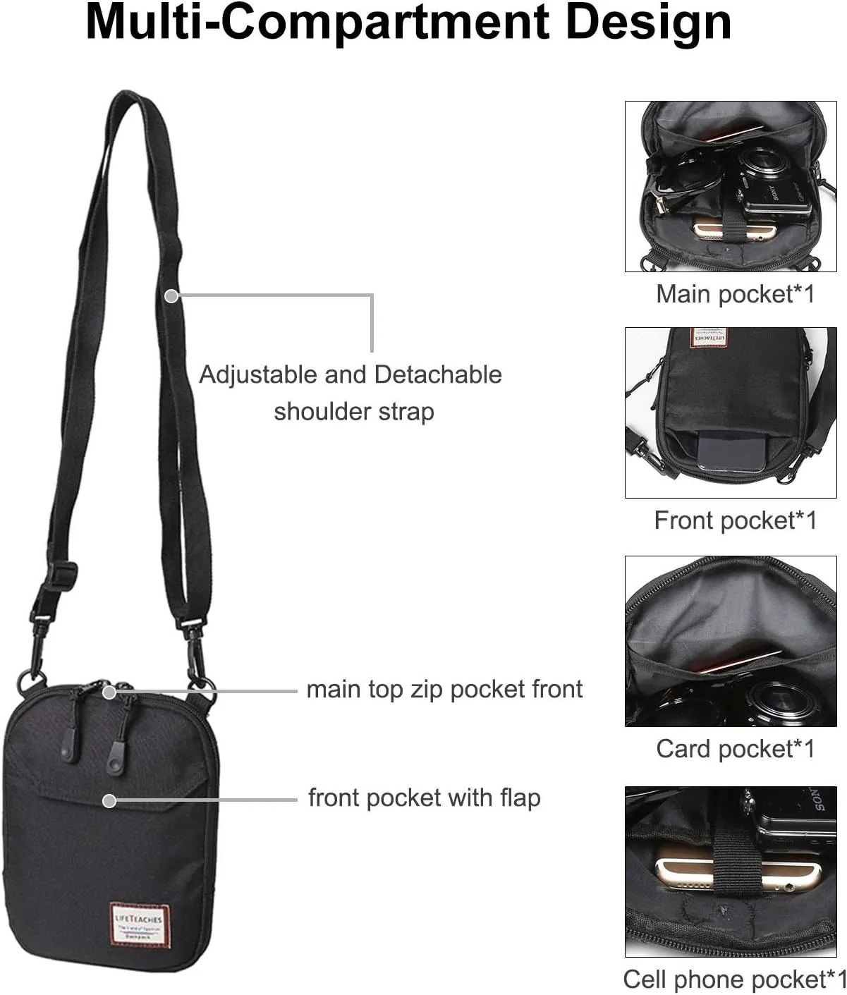 Small Crossbody Bag for Men, Mini Messenger Bag Shoulder Bag for Phone Passport