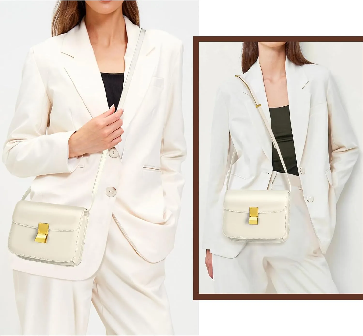Small Crossbody Bag for Women Trendy Shoulder Bag PU Leather Square Crossbody Shoulder Purse Flap Satchel Handbag