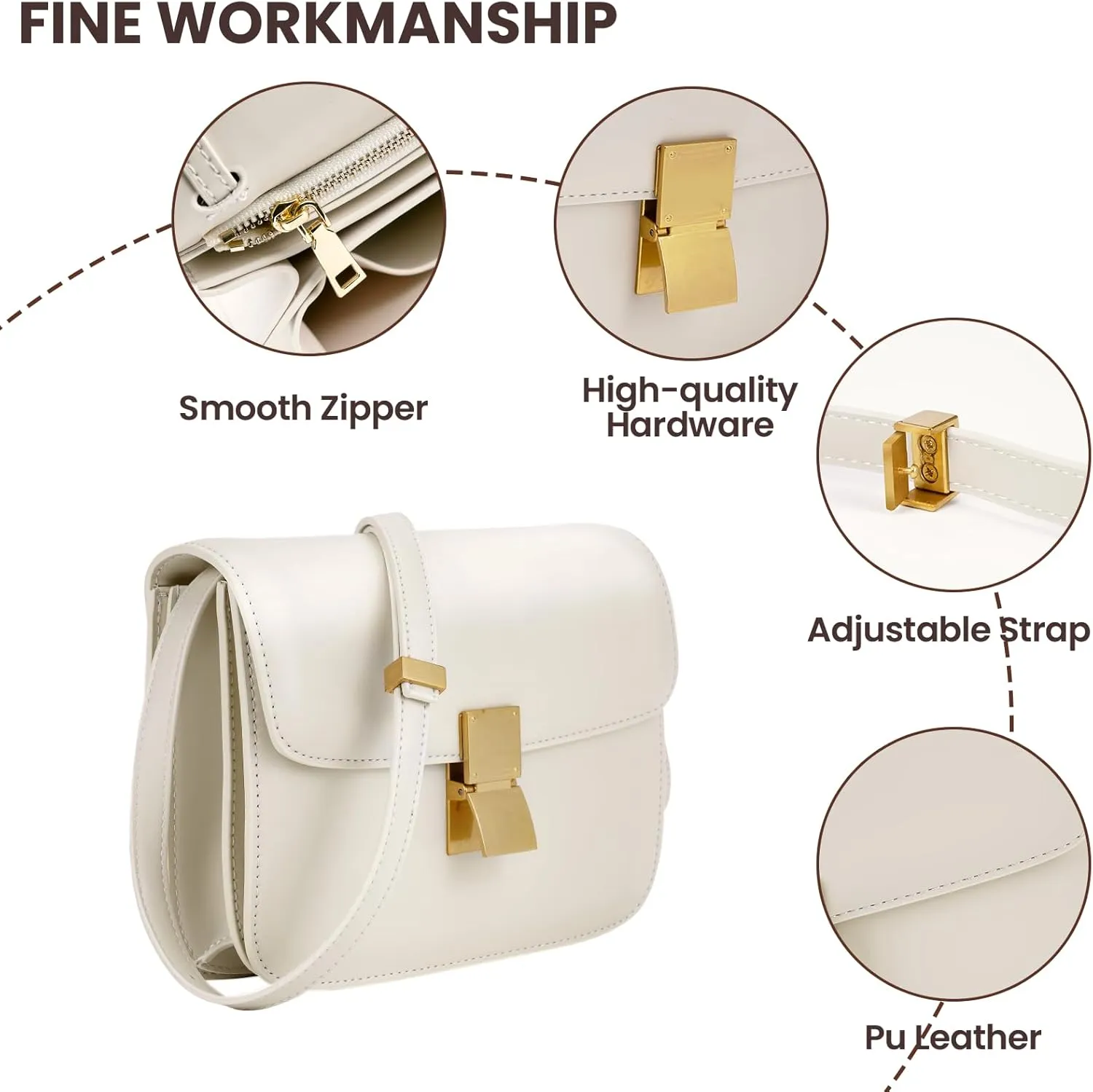 Small Crossbody Bag for Women Trendy Shoulder Bag PU Leather Square Crossbody Shoulder Purse Flap Satchel Handbag