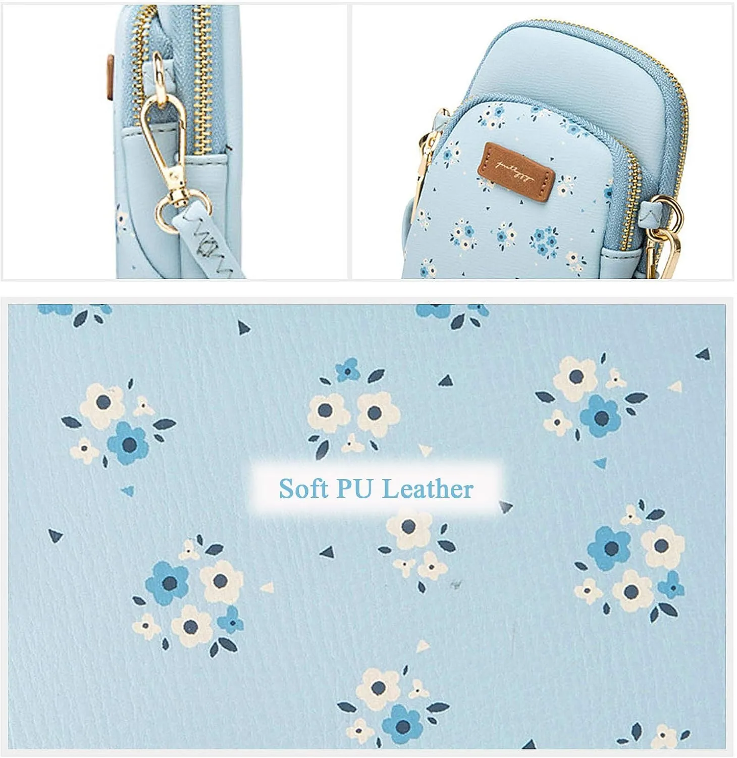 Small Crossbody Purse for Girls, PU Leather Cell Phone Wallet Shoulder Bag with Removable Strap