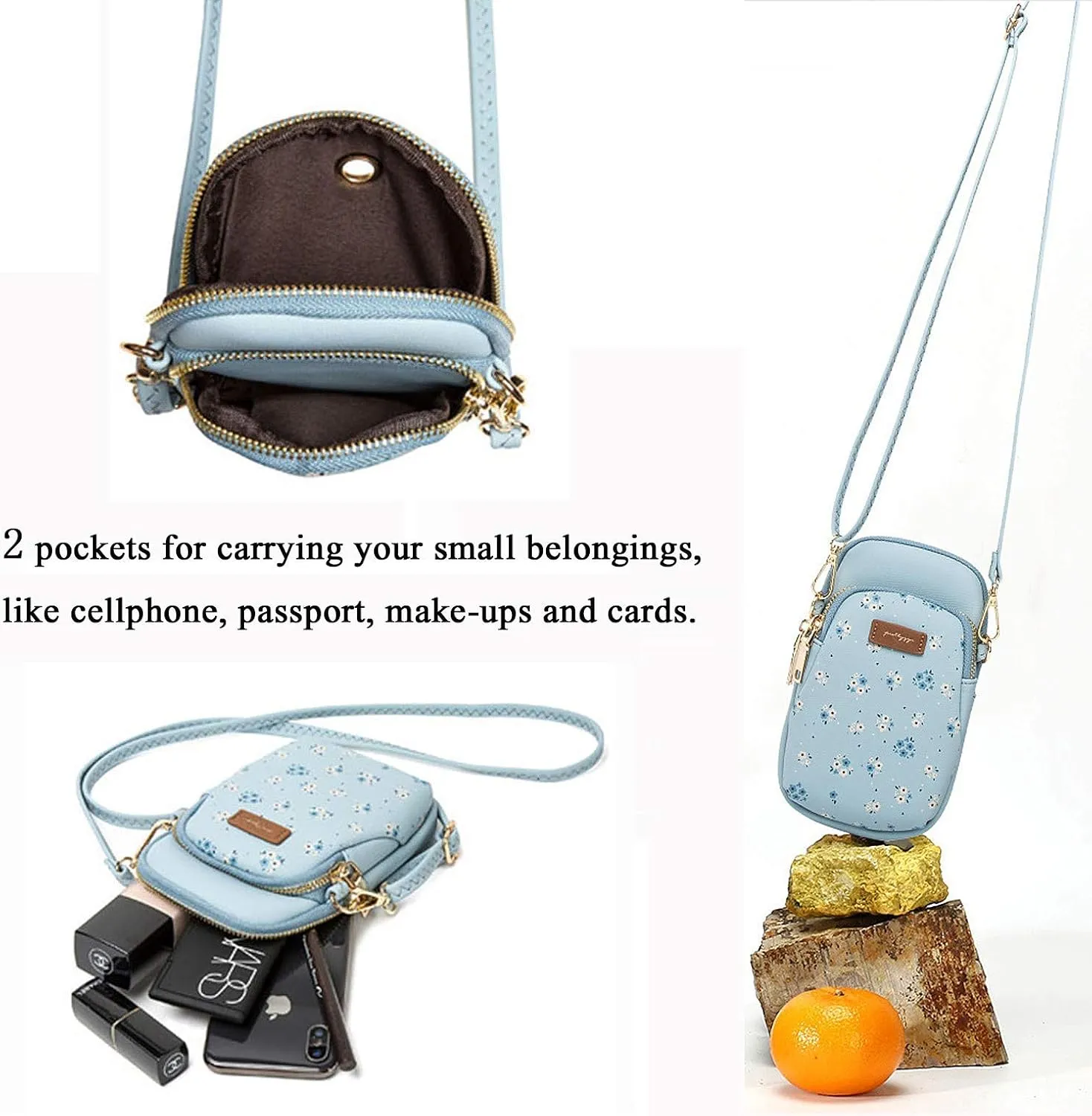 Small Crossbody Purse for Girls, PU Leather Cell Phone Wallet Shoulder Bag with Removable Strap