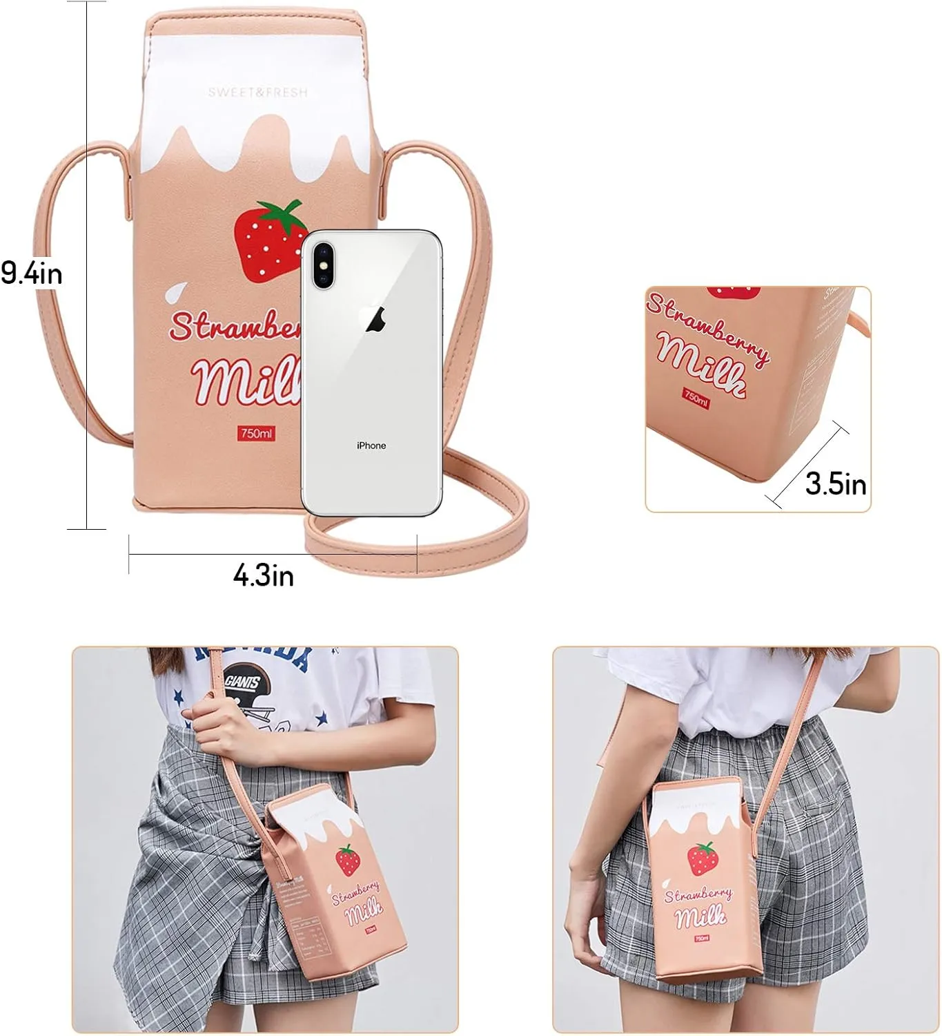 Small Crossbody Purse for Girls, PU Leather Cell Phone Wallet Shoulder Bag with Removable Strap