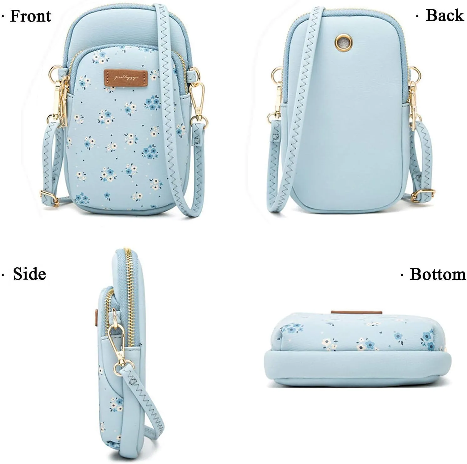 Small Crossbody Purse for Girls, PU Leather Cell Phone Wallet Shoulder Bag with Removable Strap
