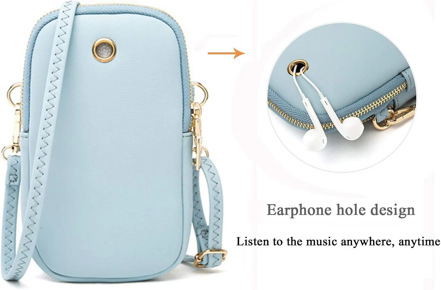 Small Crossbody Purse for Girls, PU Leather Cell Phone Wallet Shoulder Bag with Removable Strap
