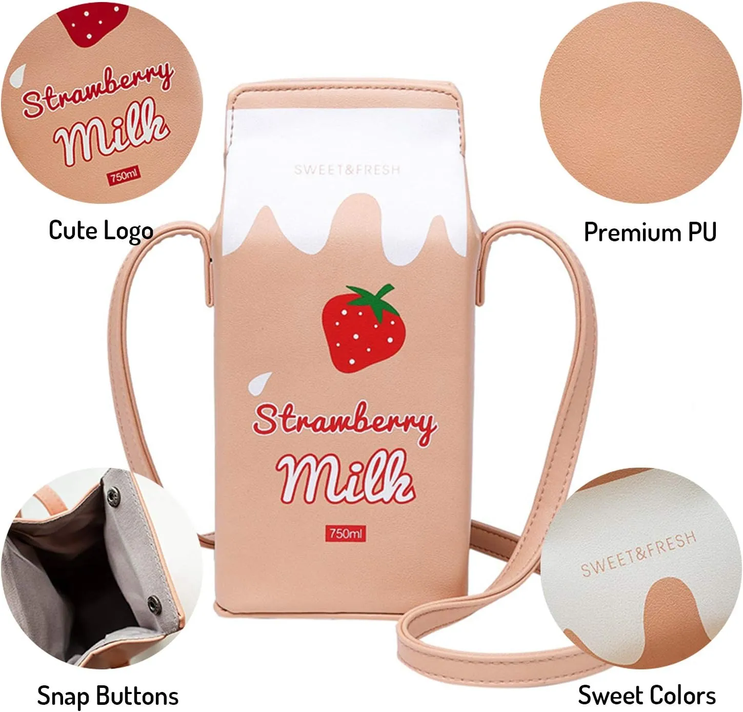 Small Crossbody Purse for Girls, PU Leather Cell Phone Wallet Shoulder Bag with Removable Strap