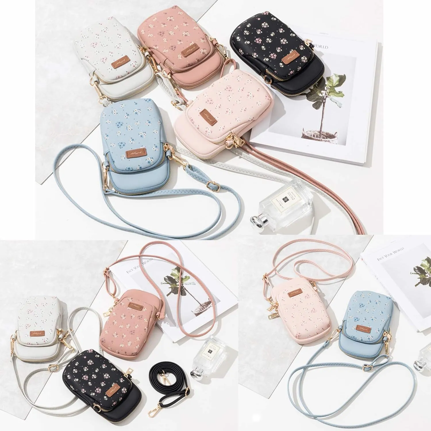 Small Crossbody Purse for Girls, PU Leather Cell Phone Wallet Shoulder Bag with Removable Strap