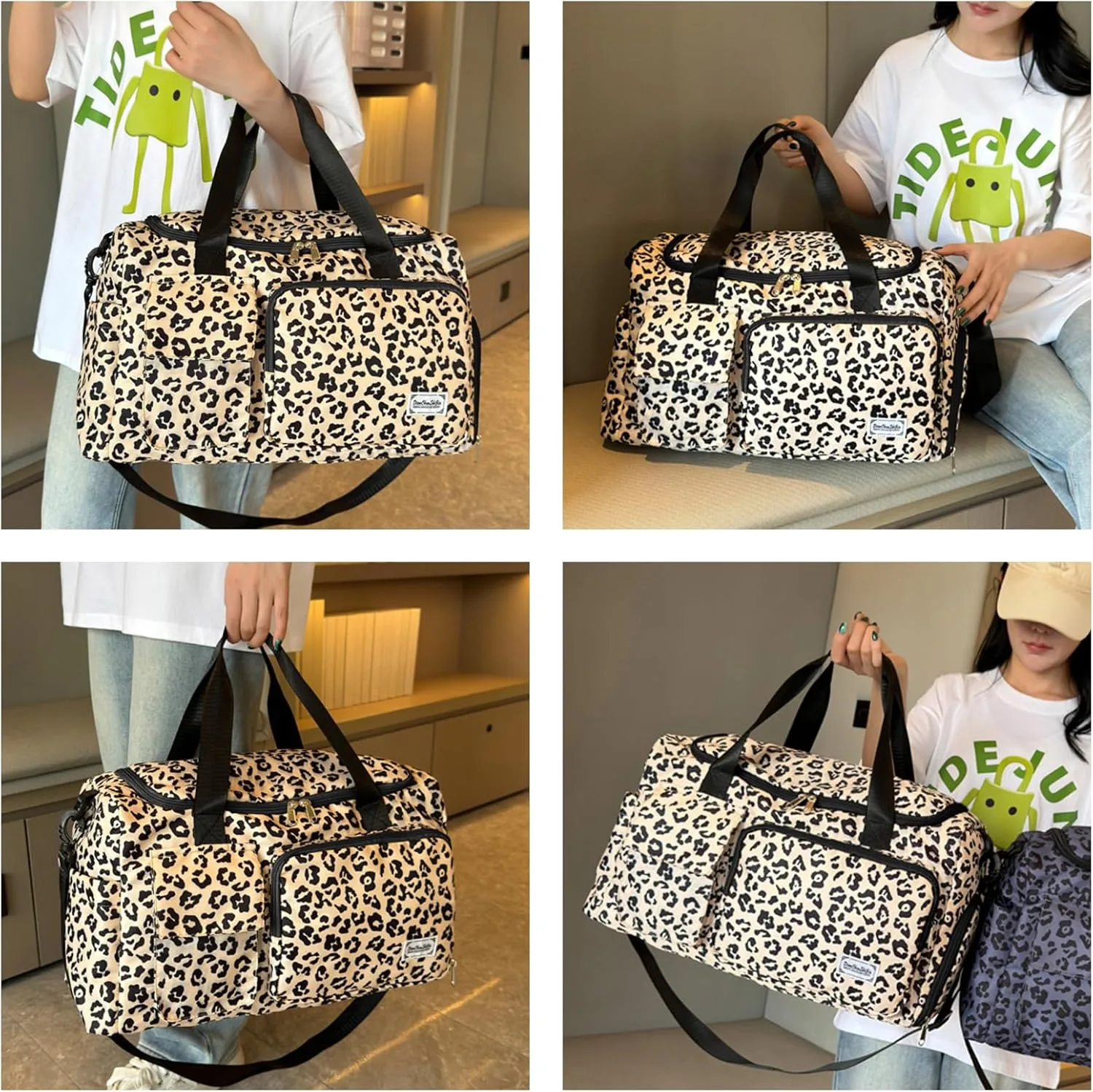 Small Gym Bag for Women, Travel Duffle Bag Carry On Weekender Bag with Shoe Compartment