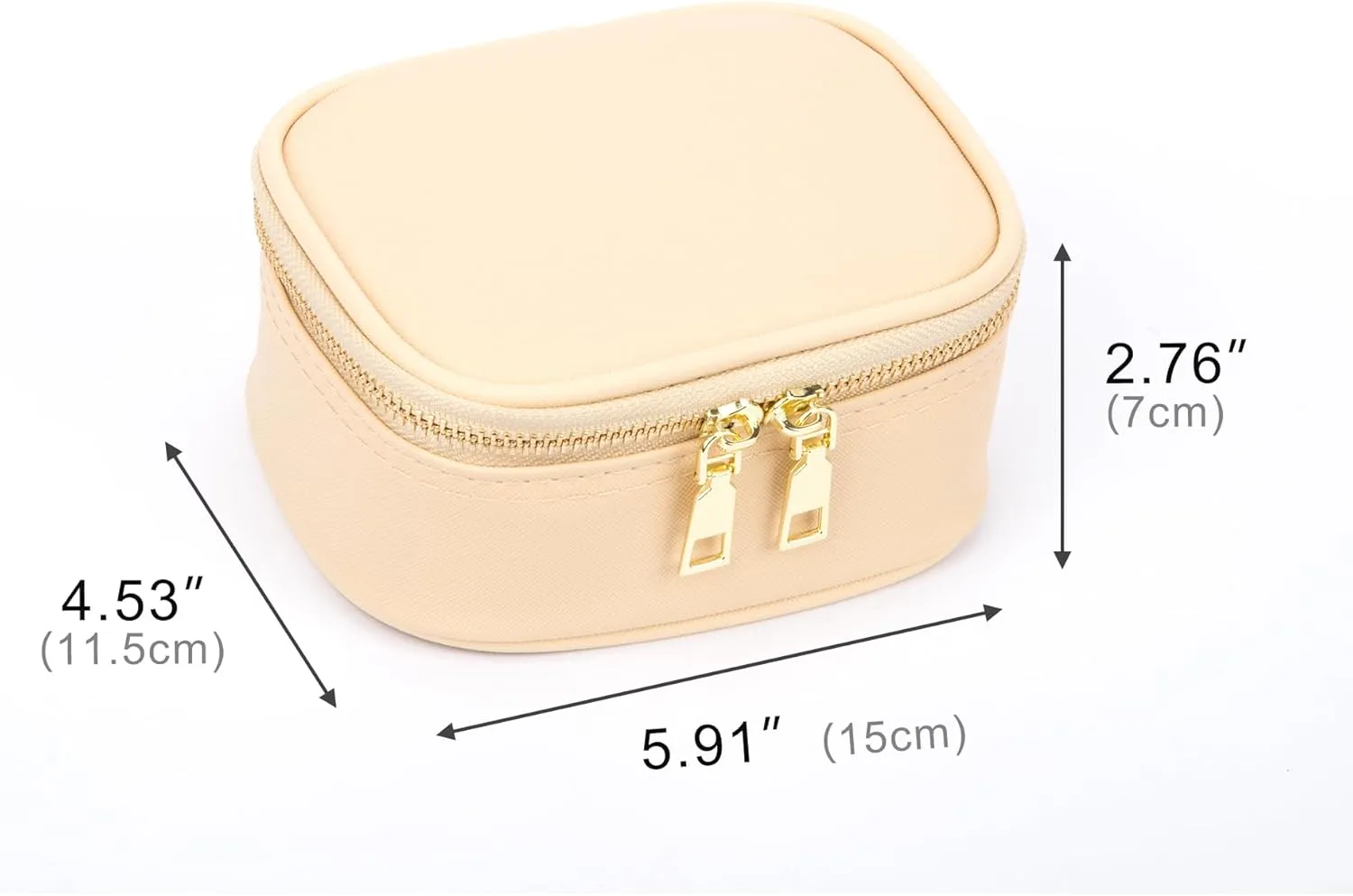 Small Makeup Bag with LED Mirror, Mini Cosmetic Bag for Purse,3 Adjustable Brightness,PU Material,USB Charging,5.9 x 4.5 x 2.8 inch,Cute Preppy Beige