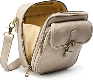 Small Messenger Bag Vegan Leather Crossbody Bag for Women Men, Vintage Cross Body Shoulder Purse with Card Slots