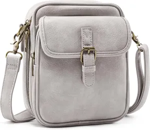 Small Messenger Bag Vegan Leather Crossbody Bag for Women Men, Vintage Cross Body Shoulder Purse with Card Slots