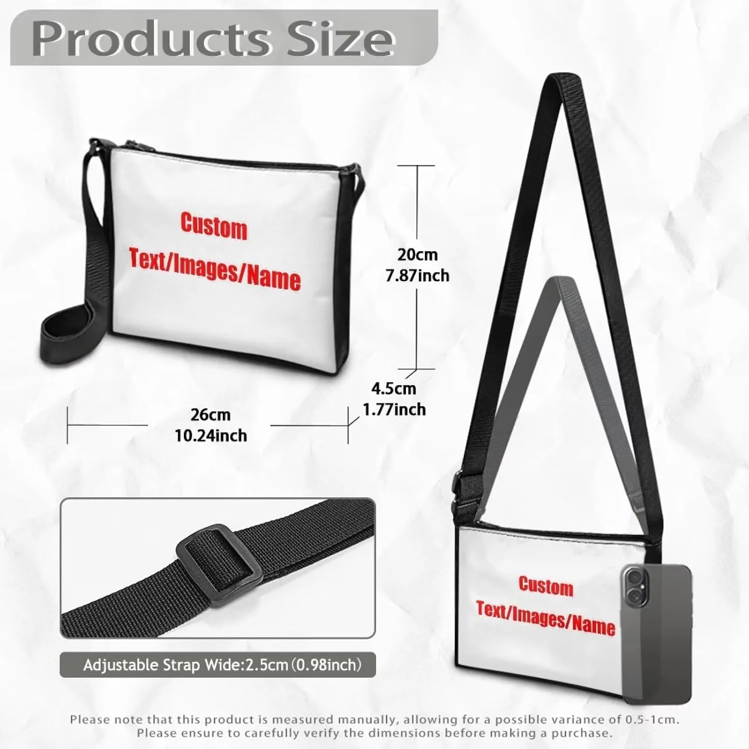 Small Shoulder Bag for Women ＆ Men Adjustable Crossbody Bag with Zipper Closure Trendy Sling Bag for Travel Sports