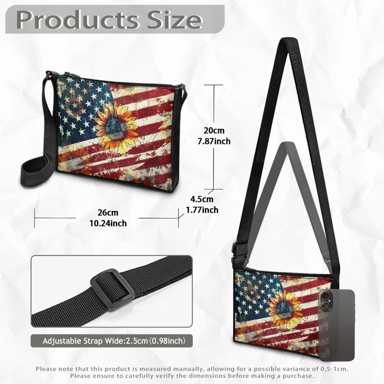 Small Shoulder Bag for Women ＆ Men Adjustable Crossbody Bag with Zipper Closure Trendy Sling Bag for Travel Sports
